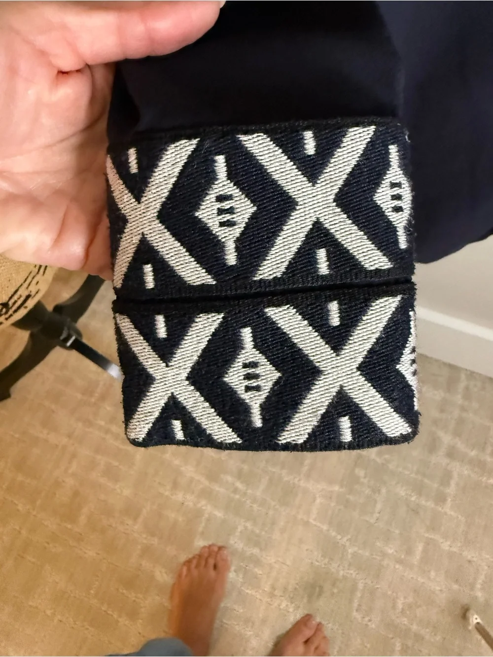 Tory Burch Navy Embroidered V-Neck Blouse
